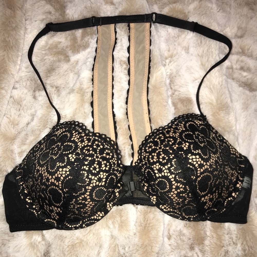 Aerie Black Lace Front Close Bra